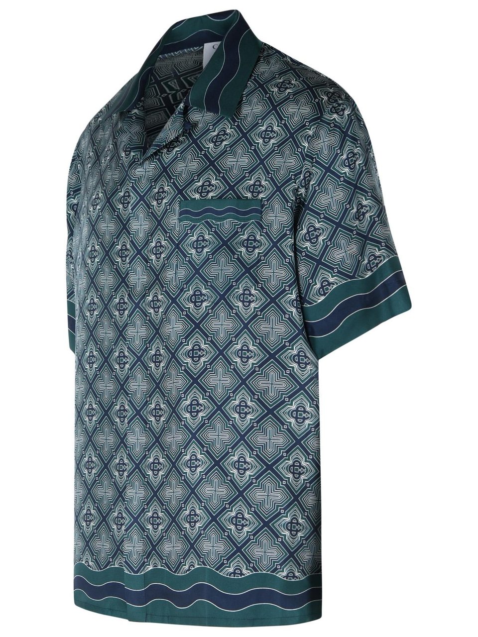 Casablanca 'Radiating Monogram' Green Silk Shirt Grijs
