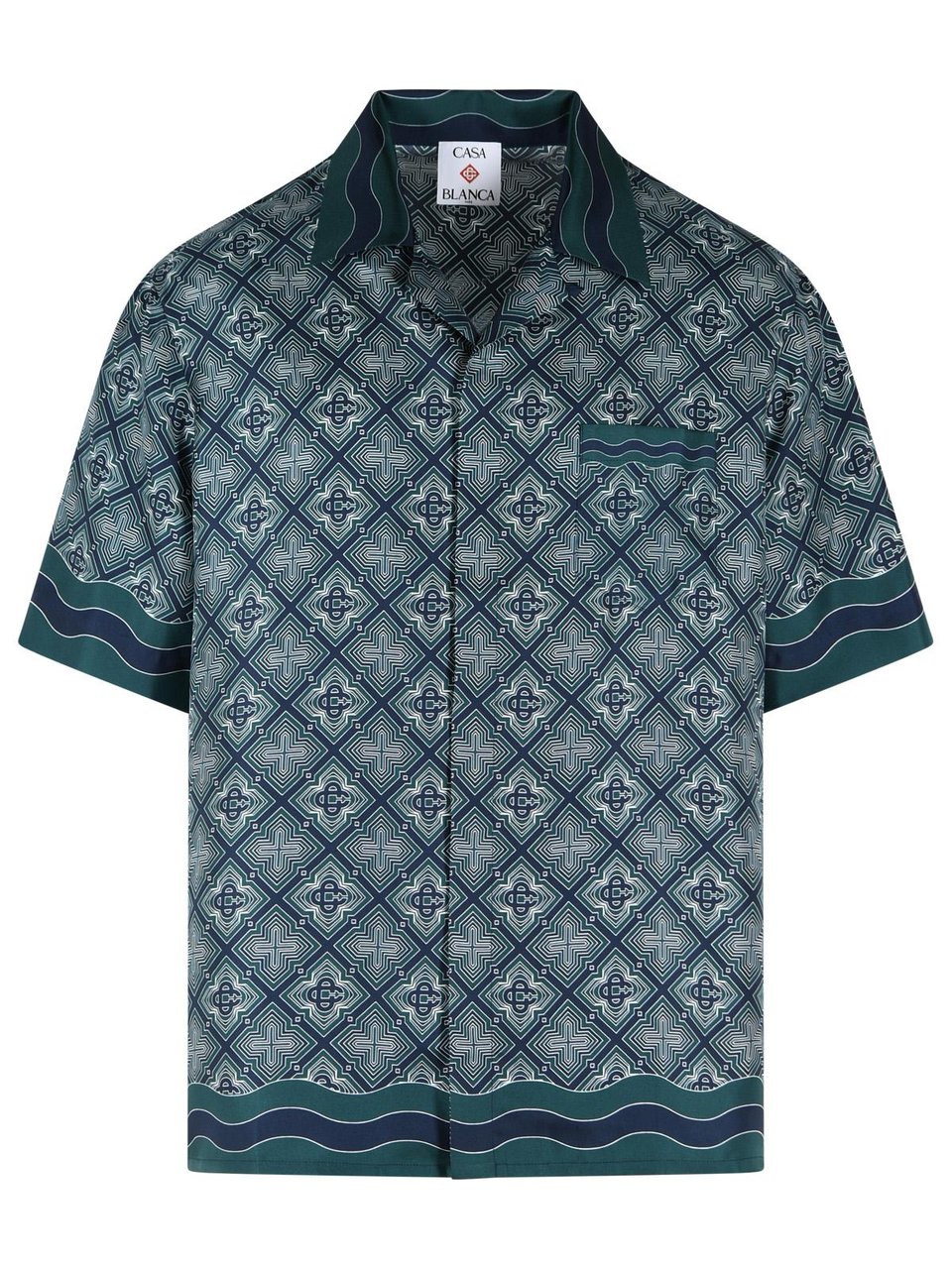Casablanca 'Radiating Monogram' Green Silk Shirt Grijs
