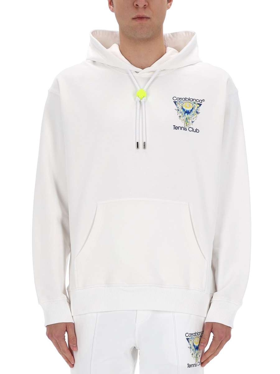 Casablanca Neutrals Tennis Club Icon Cotton Hoodie Wit