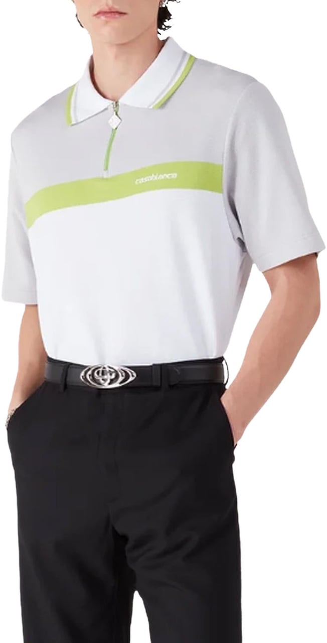 Casablanca Heren Quarter Zip Polo Wit/Grijs Wit