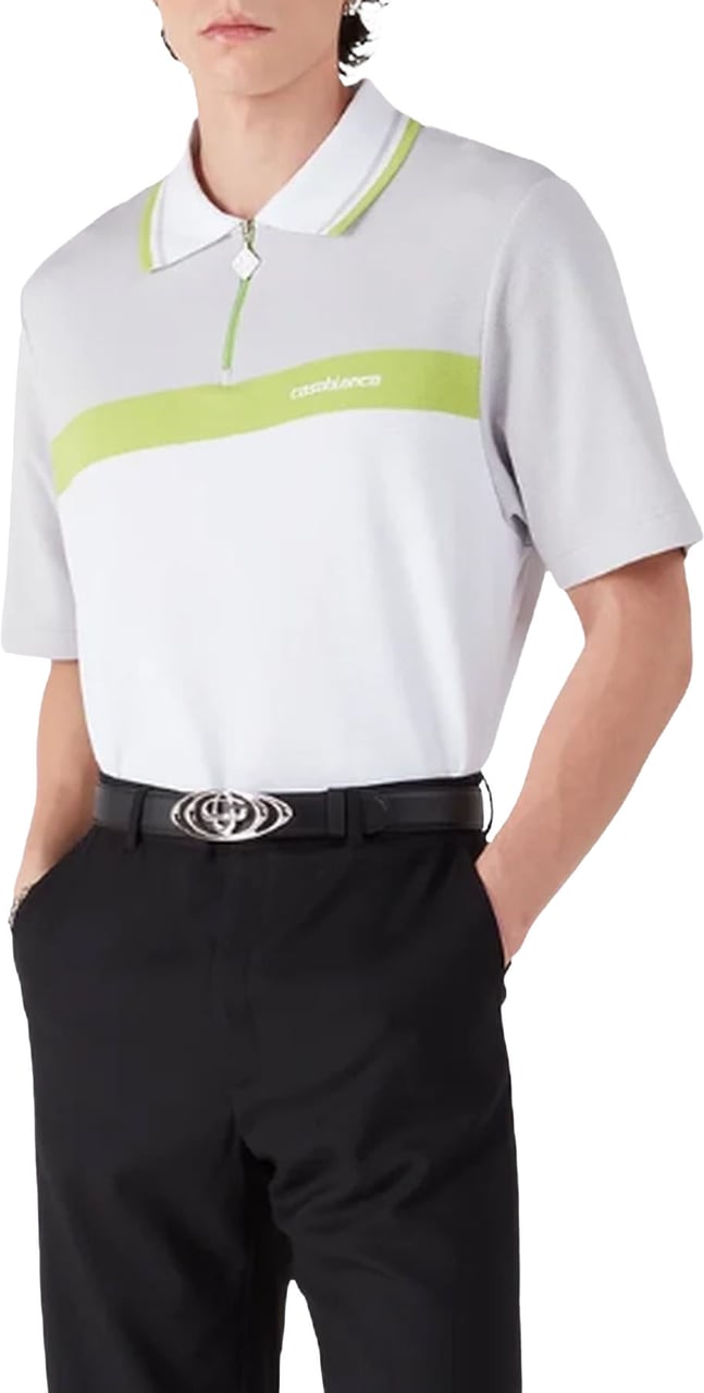 Casablanca Heren Quarter Zip Polo Wit/Grijs Wit