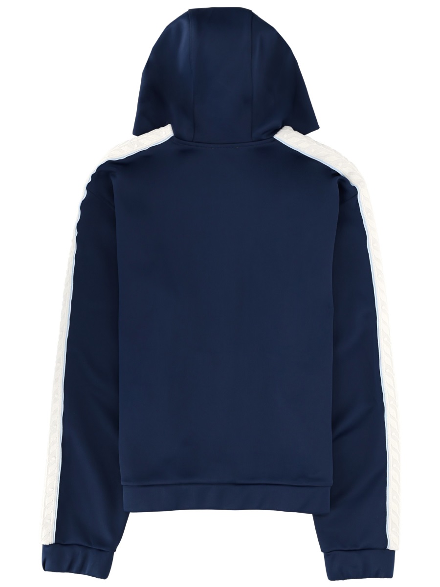 Casablanca Navy Blue Sleeve Stripes Hoodie Zwart