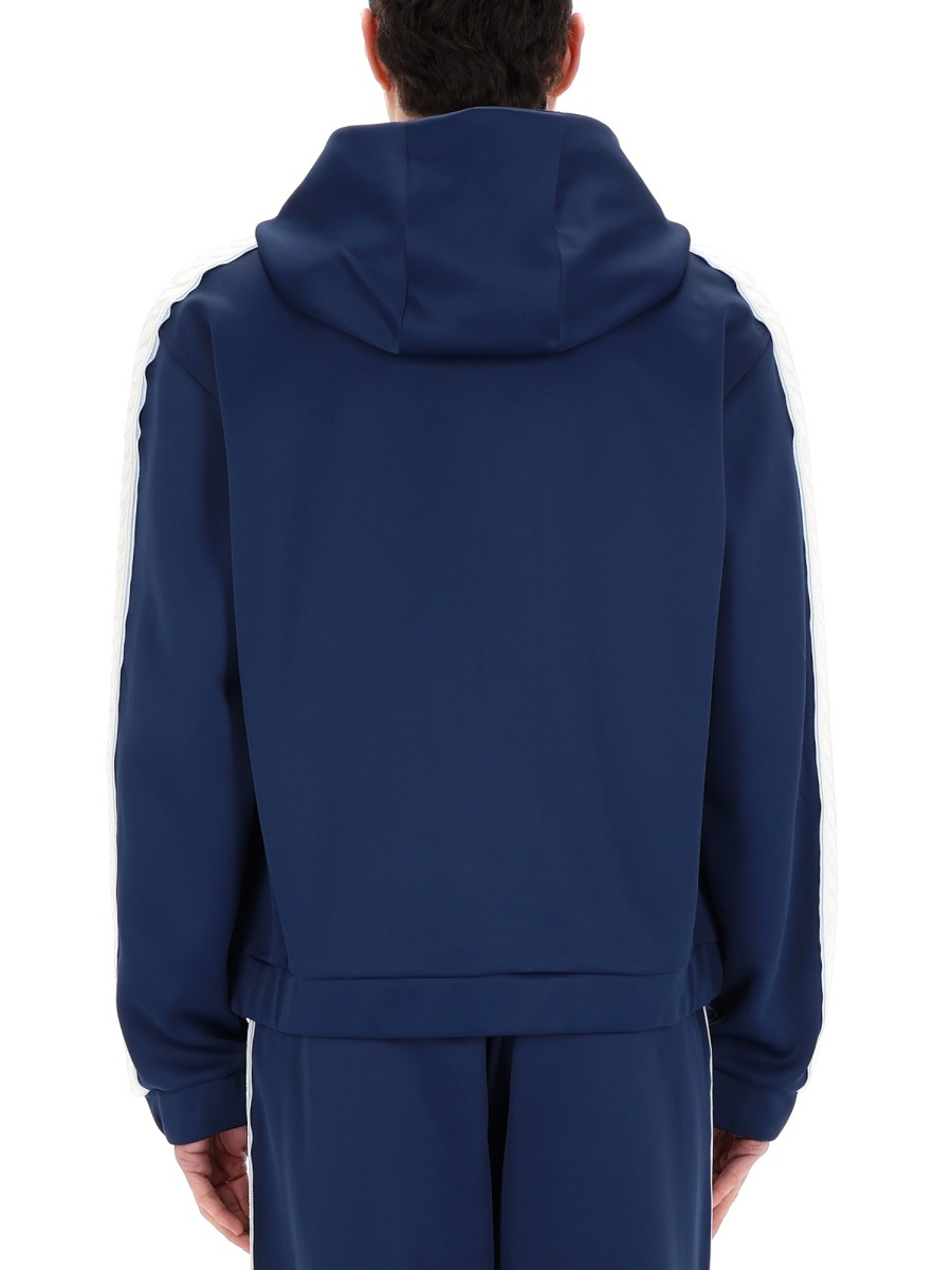 Casablanca Navy Blue Sleeve Stripes Hoodie Zwart