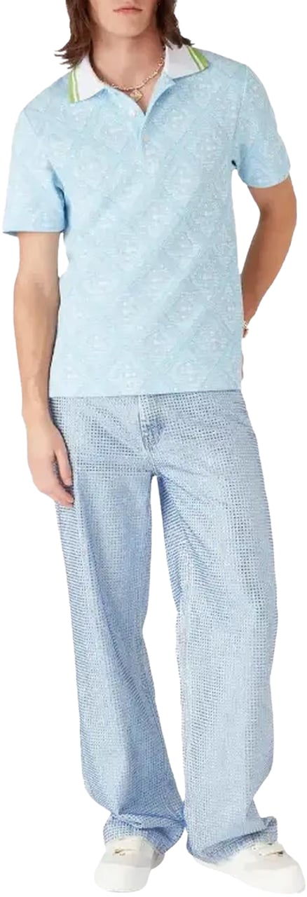 Casablanca Heren Jacquard Polo Blauw