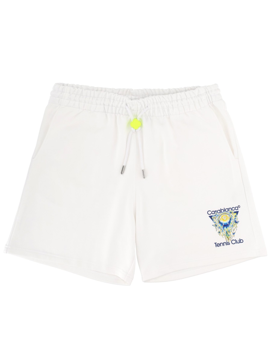 Casablanca Elastic Waistband Logo Print Shorts Wit