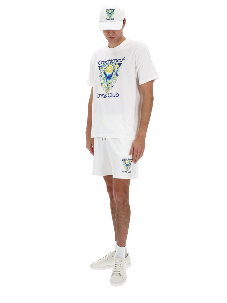 Casablanca Elastic Waistband Logo Print Shorts Wit