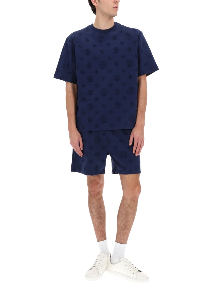 Casablanca Organic Cotton Embossed Logo Casual Shorts Zwart