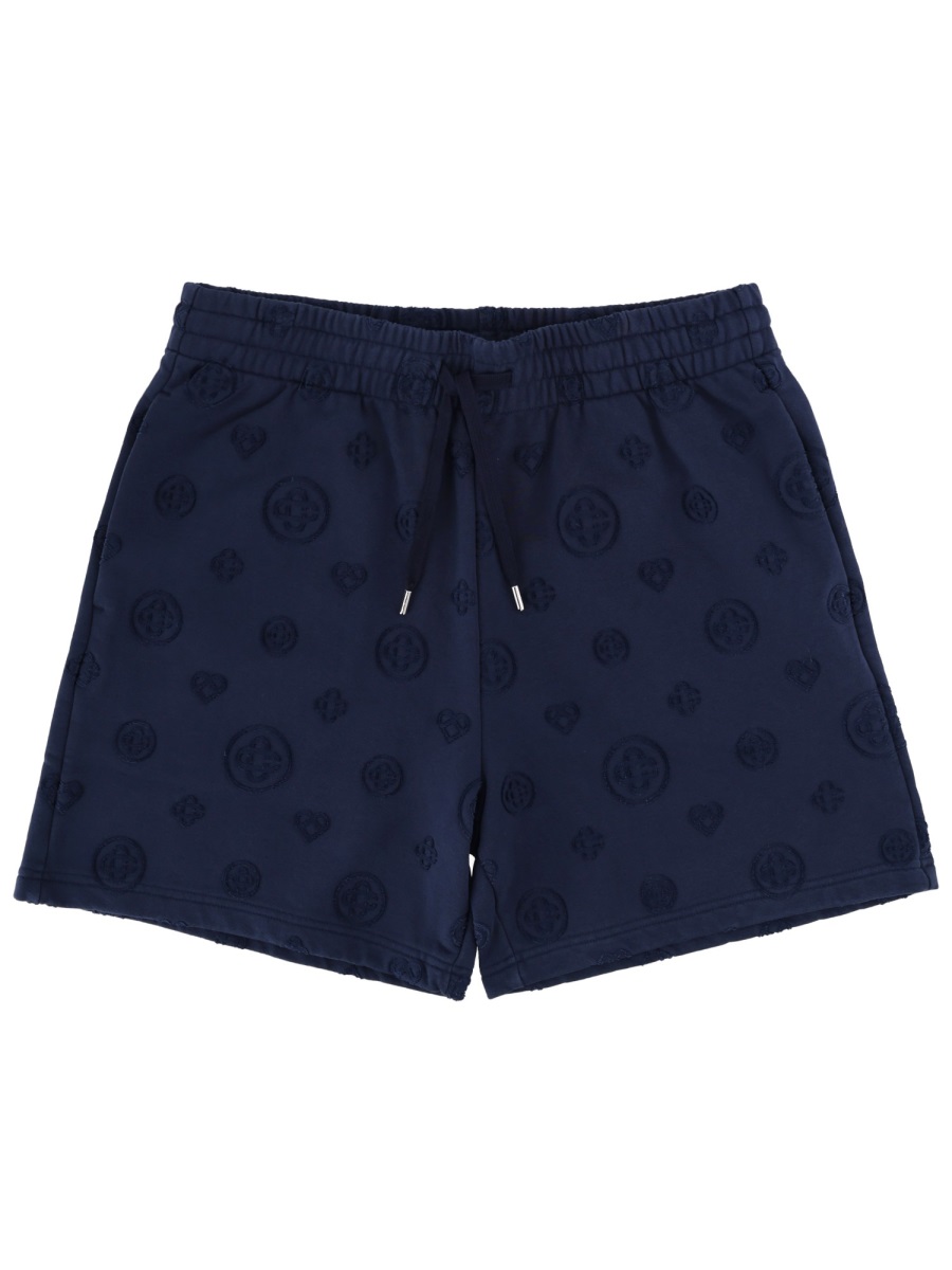 Casablanca Organic Cotton Embossed Logo Casual Shorts Zwart