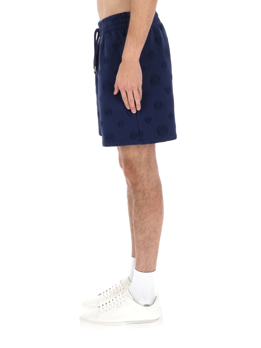 Casablanca Organic Cotton Embossed Logo Casual Shorts Zwart