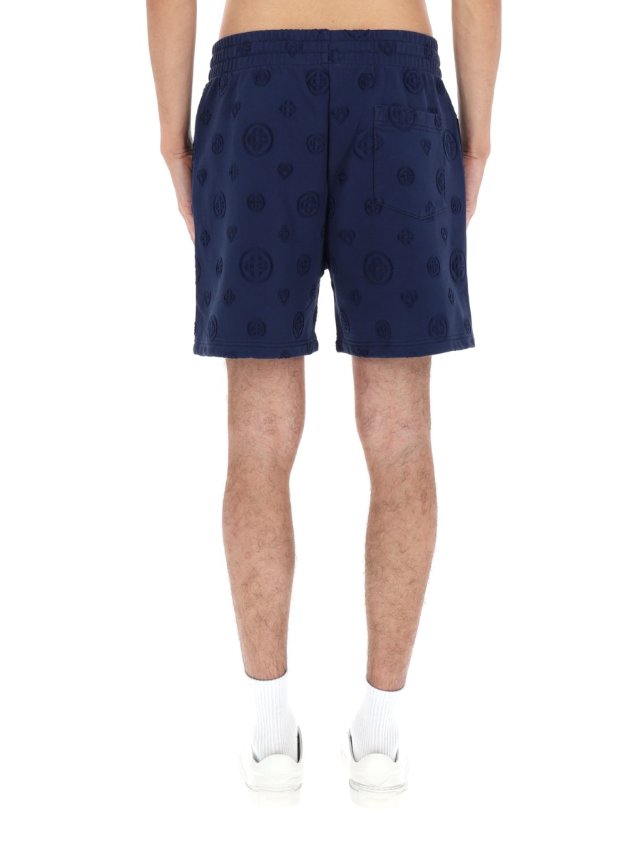 Casablanca Organic Cotton Embossed Logo Casual Shorts Zwart