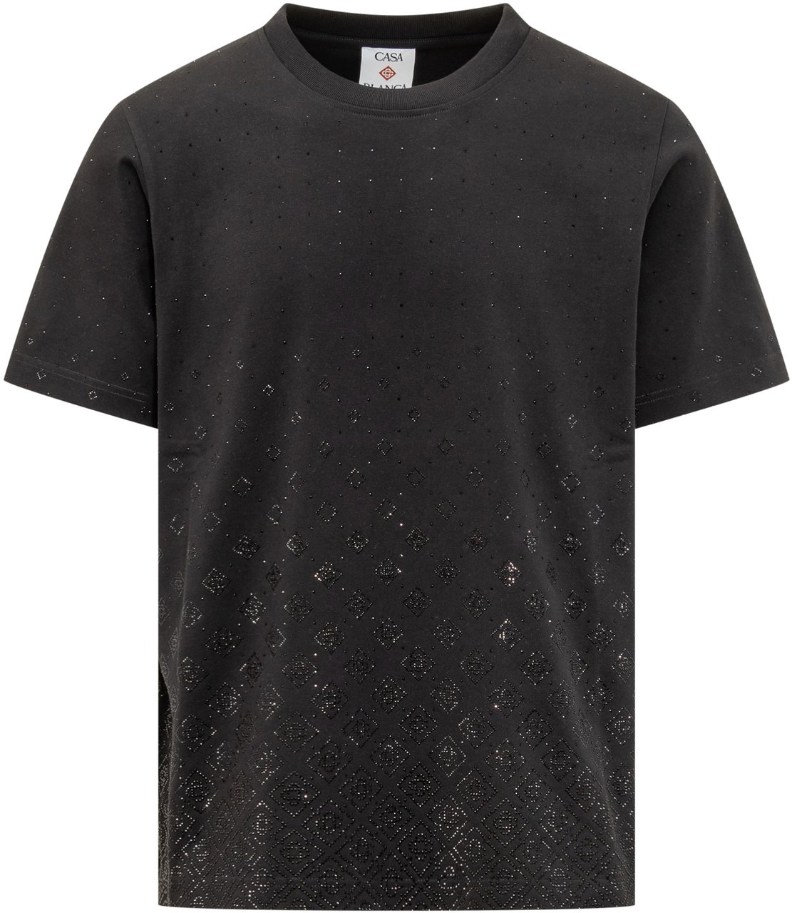 Casablanca T-shirt Crystal Monogramma Zwart