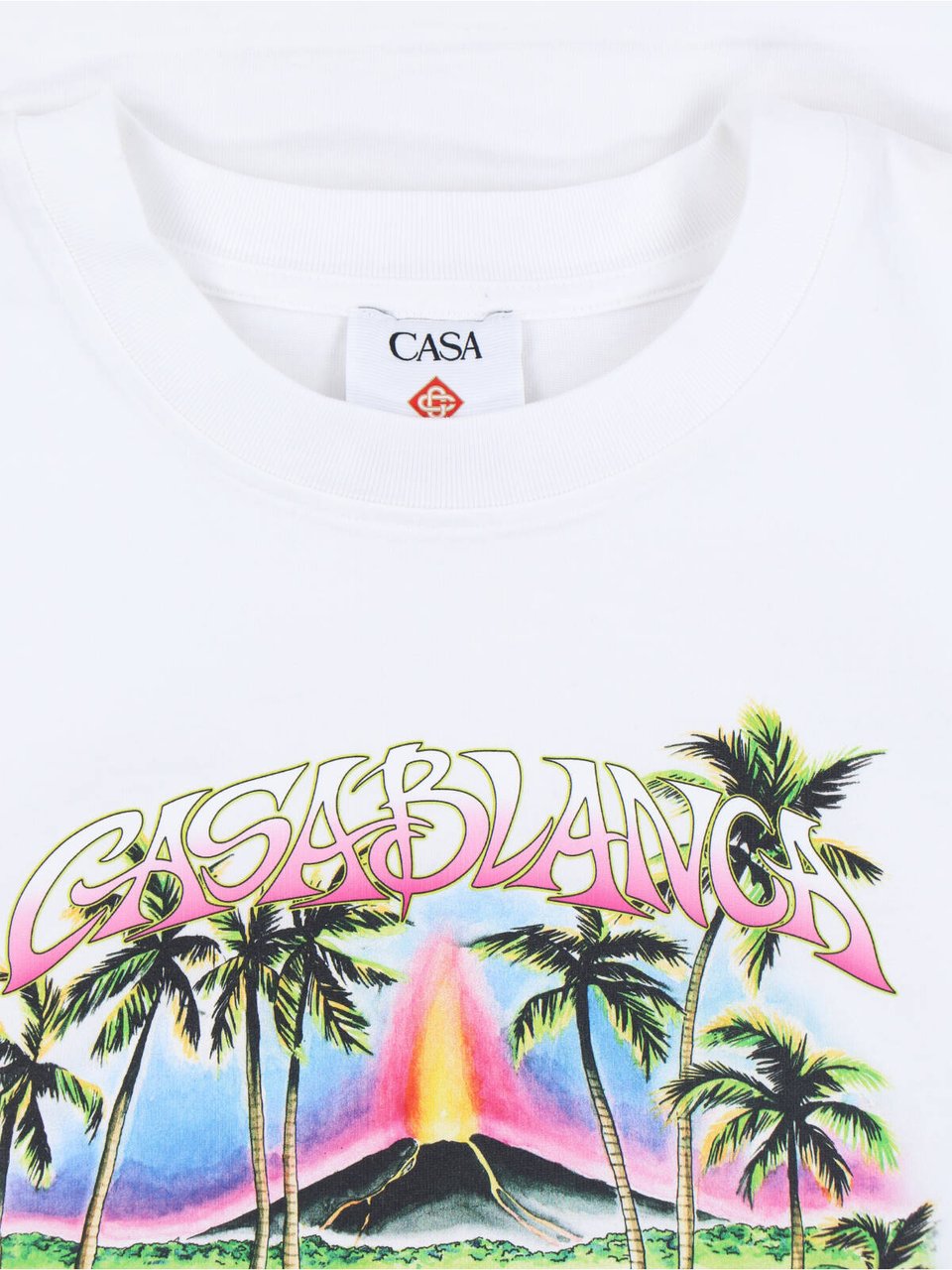 Casablanca Organic Cotton T-Shirt With Colorful Volcano Print Wit