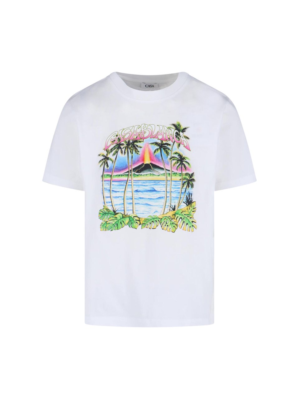 Casablanca Organic Cotton T-Shirt With Colorful Volcano Print Wit