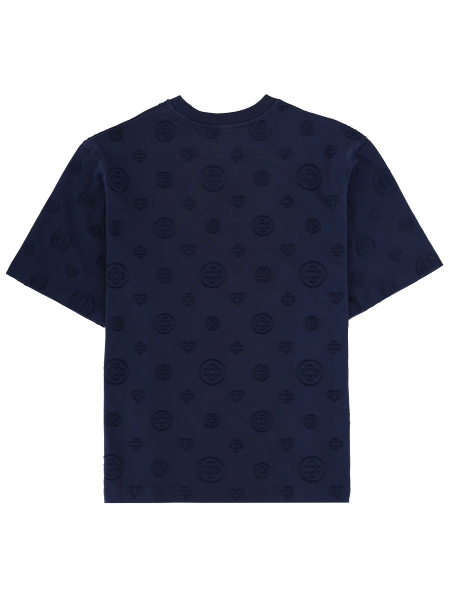 Casablanca Neutrals Embossed Monogram Organic Cotton T-Shirt Blauw