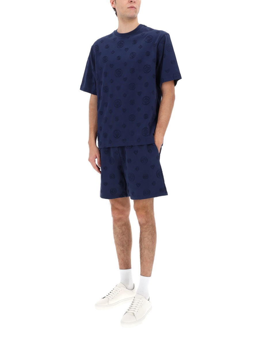 Casablanca Neutrals Embossed Monogram Organic Cotton T-Shirt Blauw