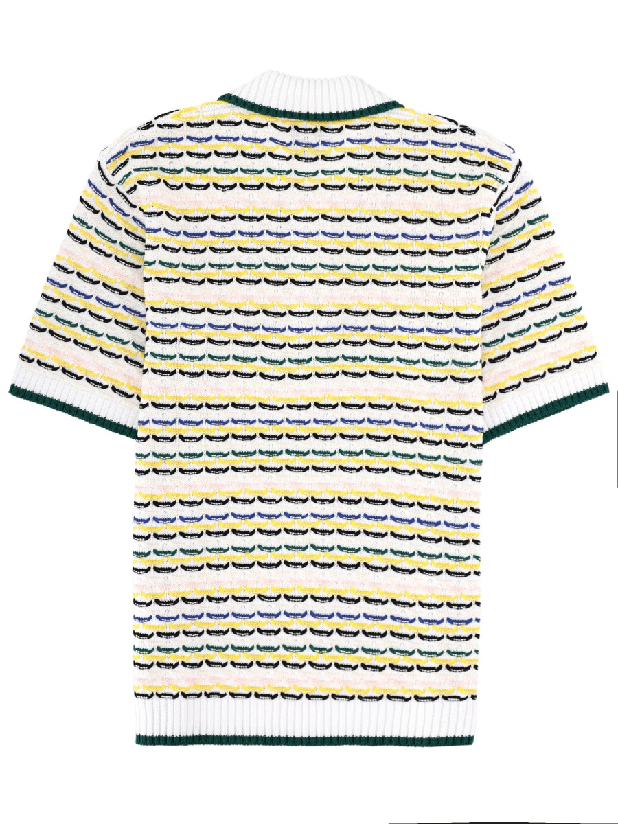 Casablanca Horizontal Stripes Contrasting Edges Polo Shirt Wit