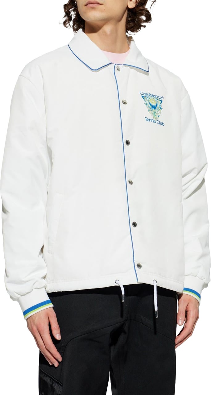 Casablanca Heren Printed Coach Jacket Wit Wit