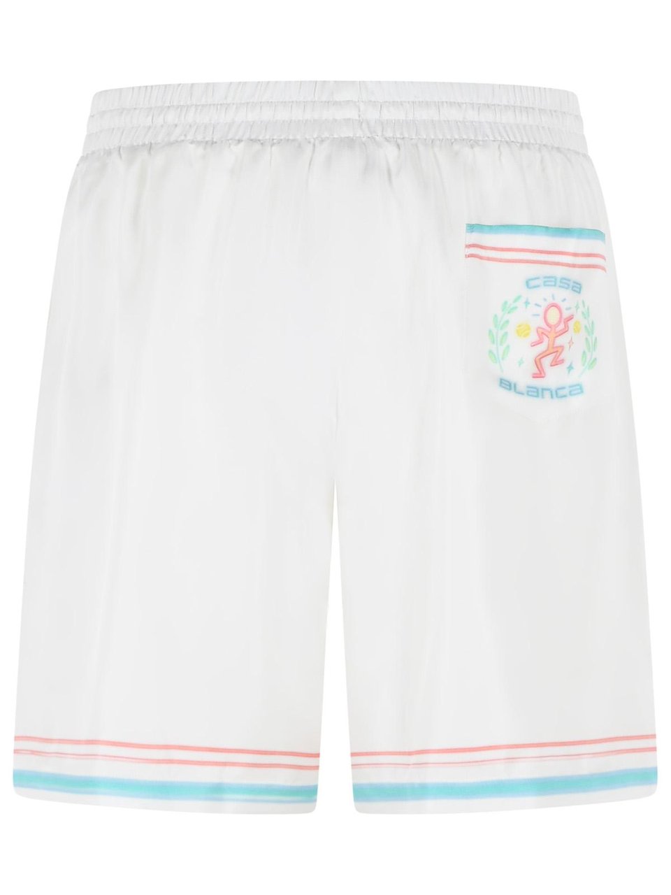 Casablanca 'Dance Joy' White Silk Twill Shorts Wit