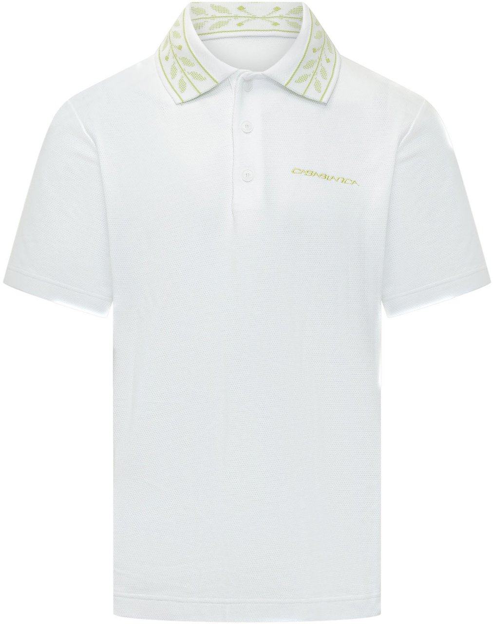 Casablanca Polo con Colletto Ricamato Motivo Foglie Wit
