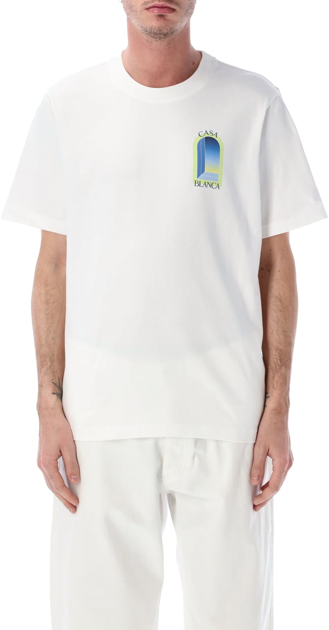 Casablanca Casablanca L’Arche Printed Lime & Blue T-Shirt in White Wit