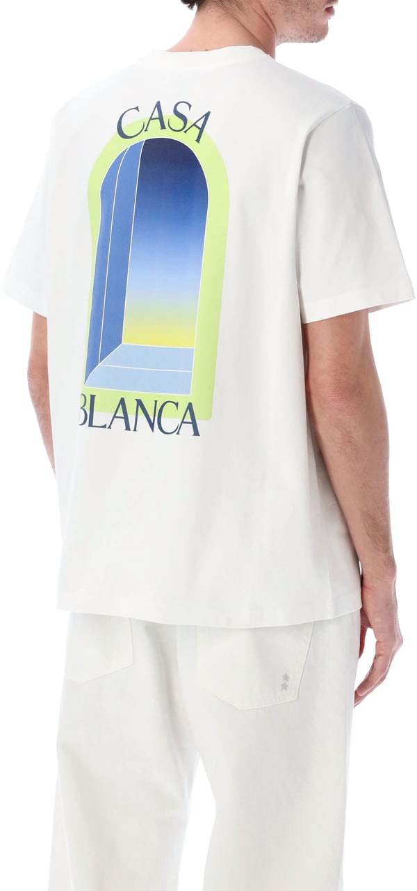 Casablanca Casablanca L’Arche Printed Lime & Blue T-Shirt in White Wit