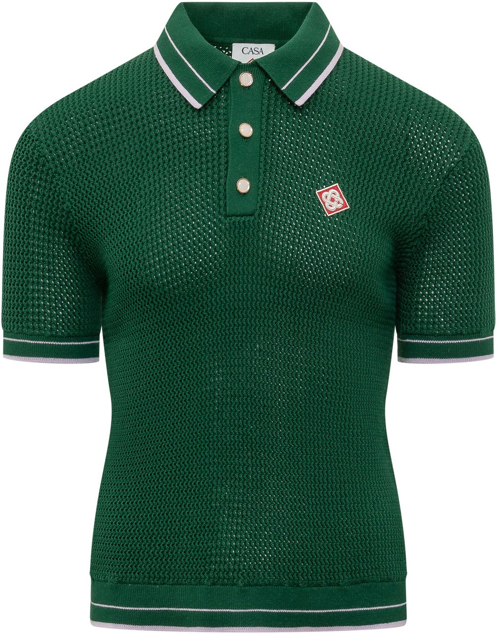 Casablanca MOCK MINI CROCHET POLO Donkergroen