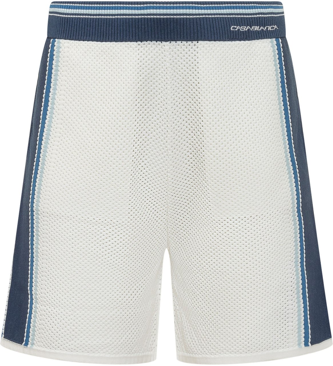 Casablanca Shorts in Maglia Traforata a Righe Laterali Wit