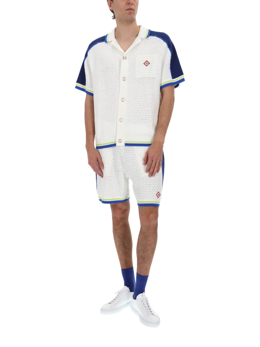 Casablanca Crochet Retro Knit Shorts Wit