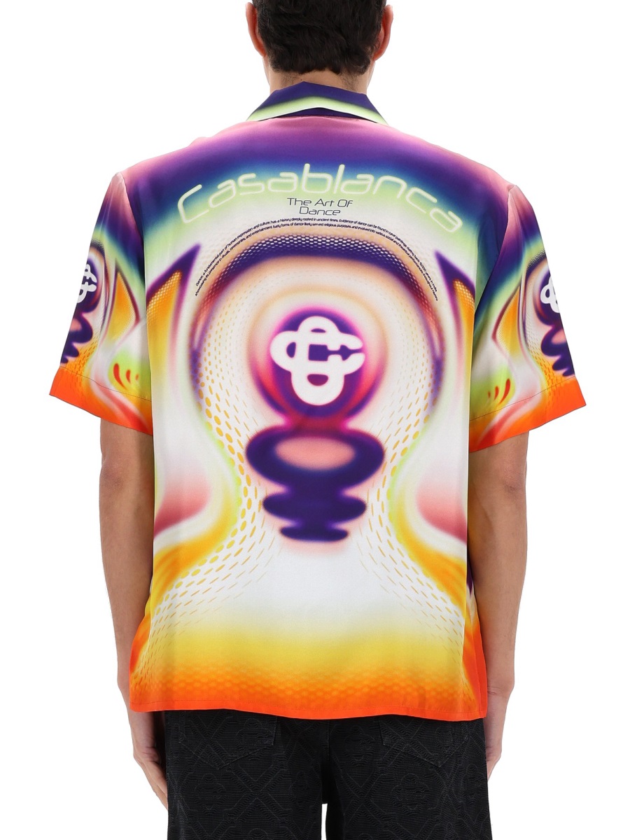 Casablanca Silk Psychedelic Printed Short Sleeve Shirt Neutraal