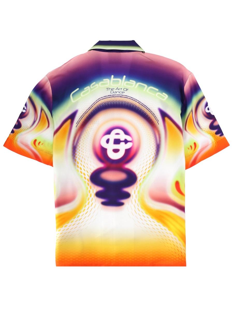 Casablanca Silk Psychedelic Printed Short Sleeve Shirt Neutraal