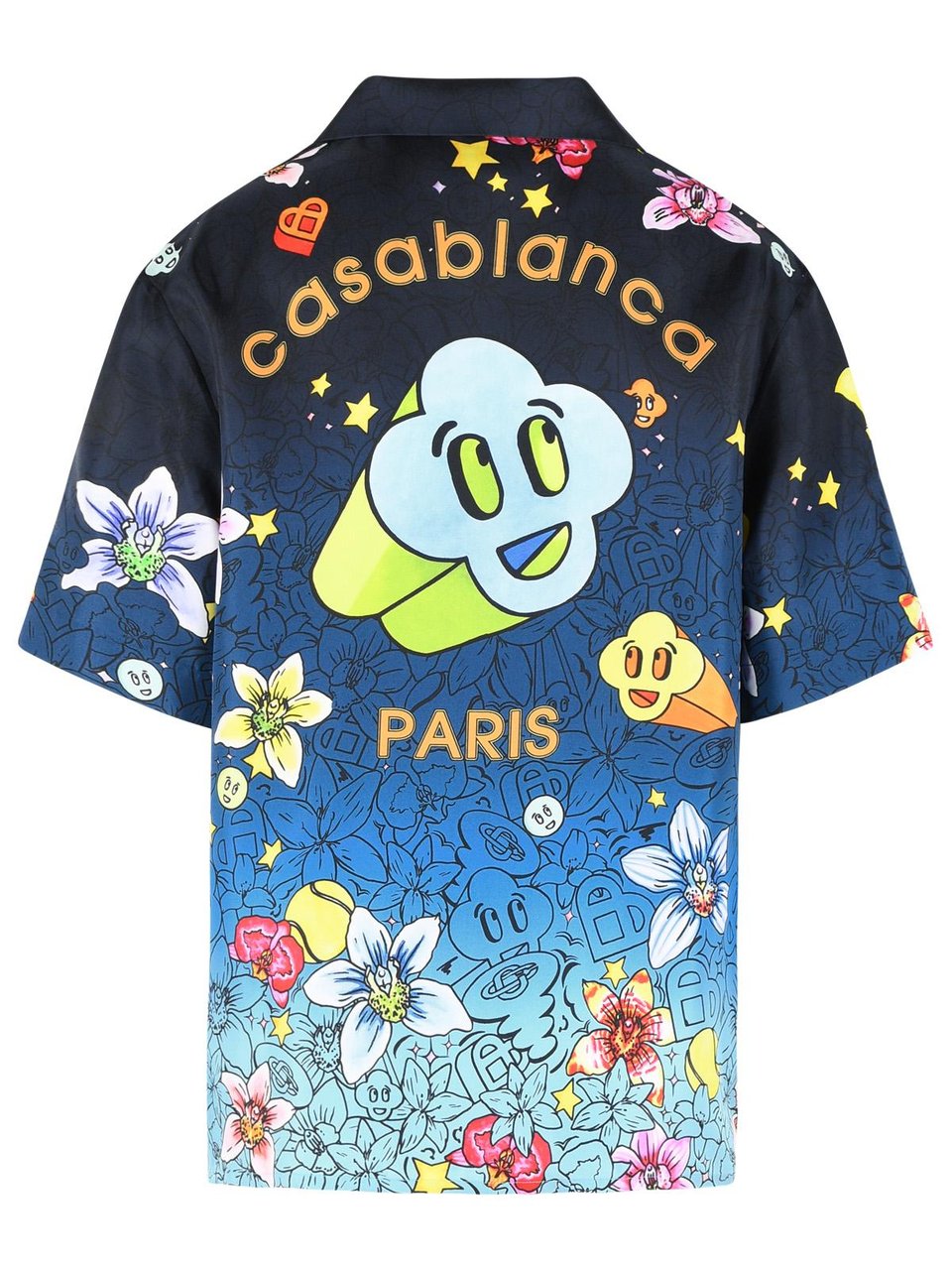 Casablanca 'Graffiti Repeat' Blue Silk Shirt Blauw