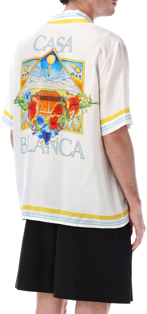 Casablanca Tennis Landscape S/S Shirt Bianco Wit