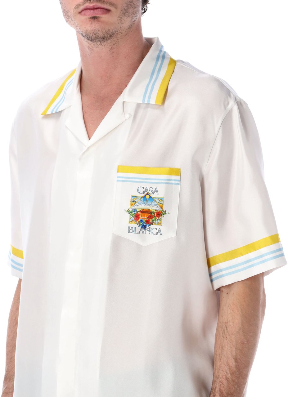 Casablanca Tennis Landscape S/S Shirt Bianco Wit