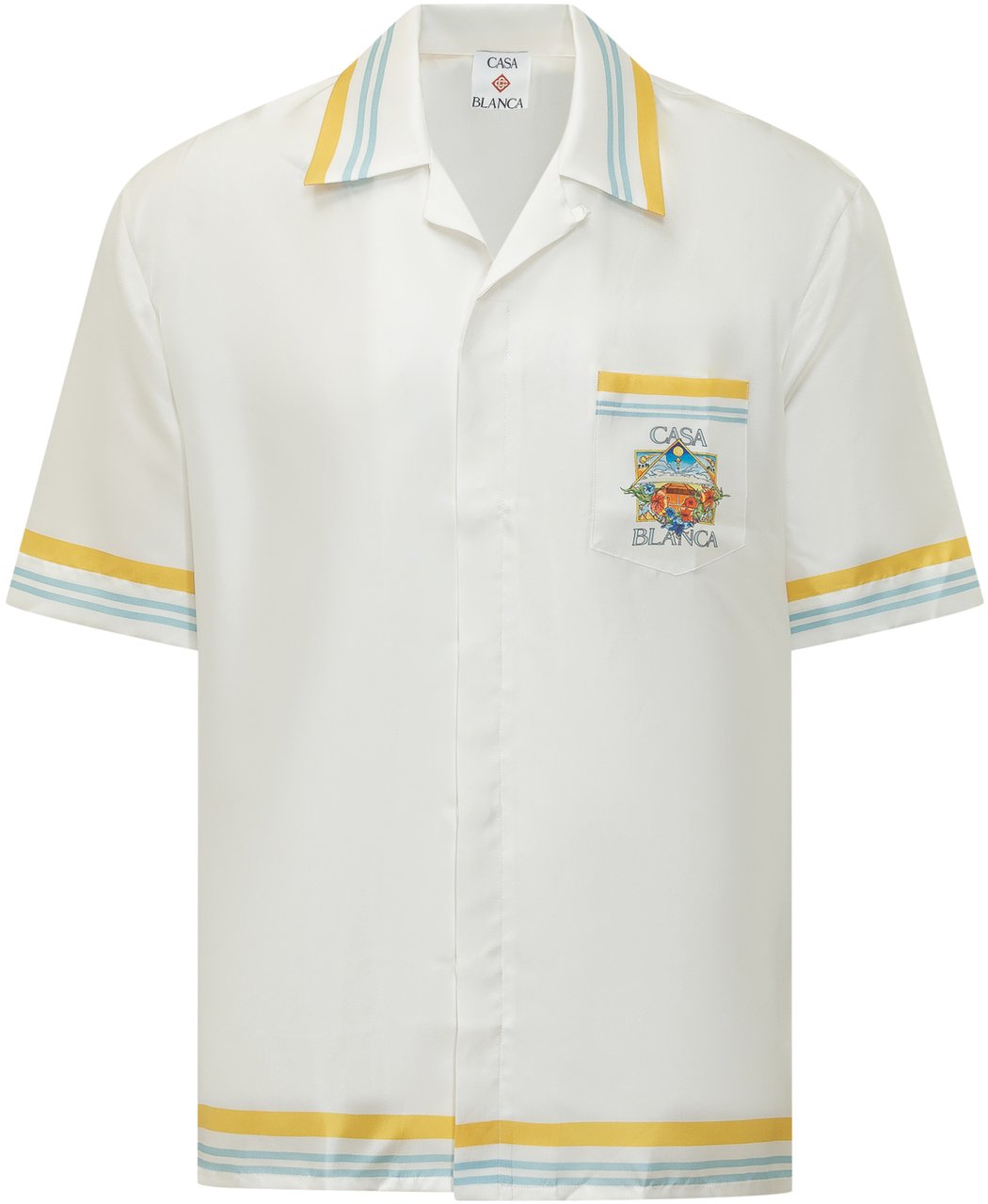 Casablanca Camicia a Maniche Corte con Collo Cubano Wit