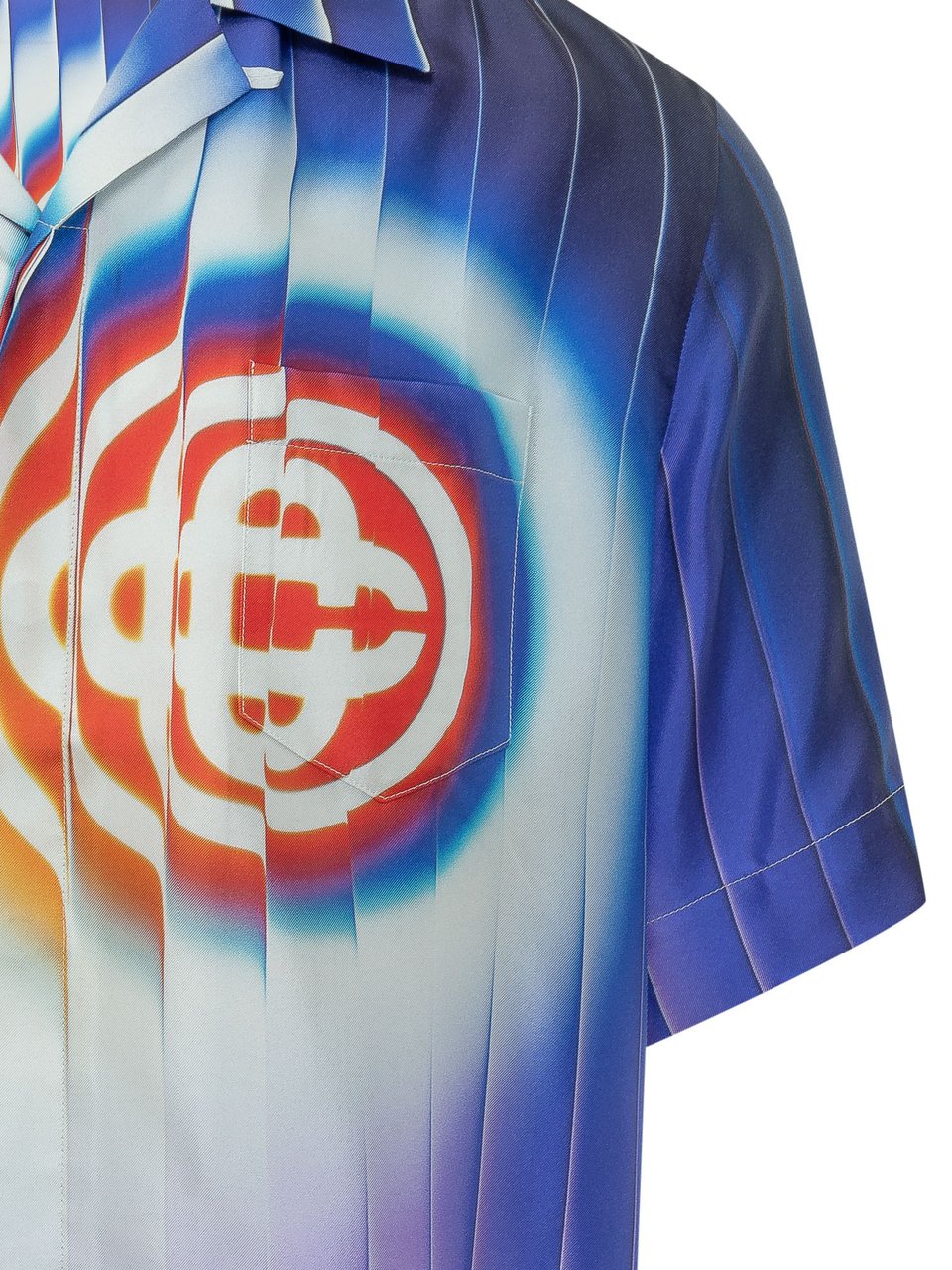 Casablanca Camicia a Maniche Corte con Collo Cuban Stampa Grafica Divers