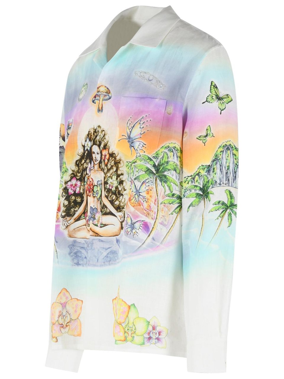 Casablanca Innocence Printed Lightweight Linen Shirt Wit