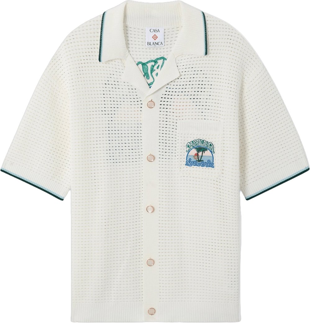 Casablanca PALMBOOM EMBLEEM GEHAAKTE SHIRT Wit