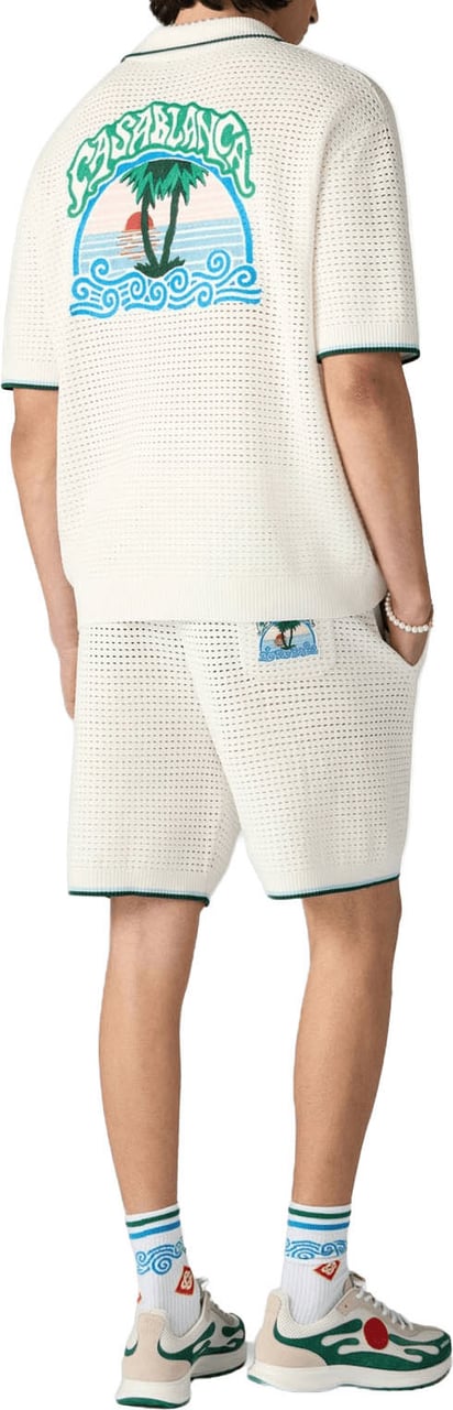 Casablanca PALMBOOM EMBLEEM GEHAAKTE SHIRT Wit
