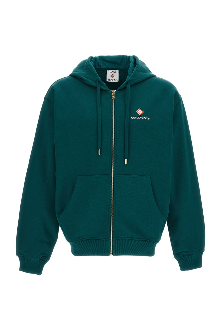 Casablanca Green Zip-Up Cotton Hoodie Groen