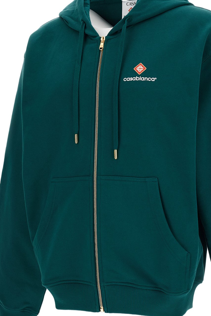 Casablanca Green Zip-Up Cotton Hoodie Groen