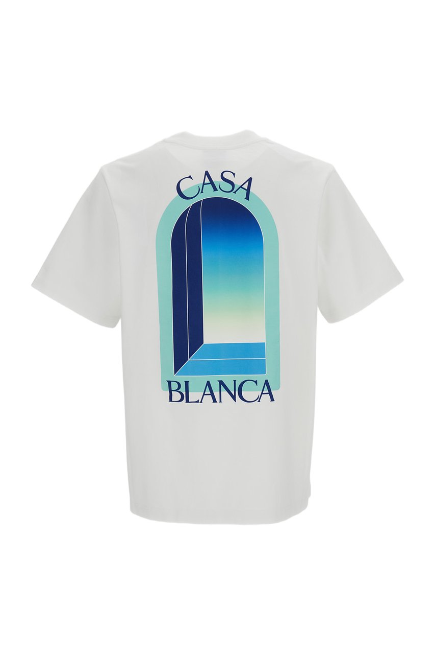 Casablanca White Printed Cotton T-Shirt Wit