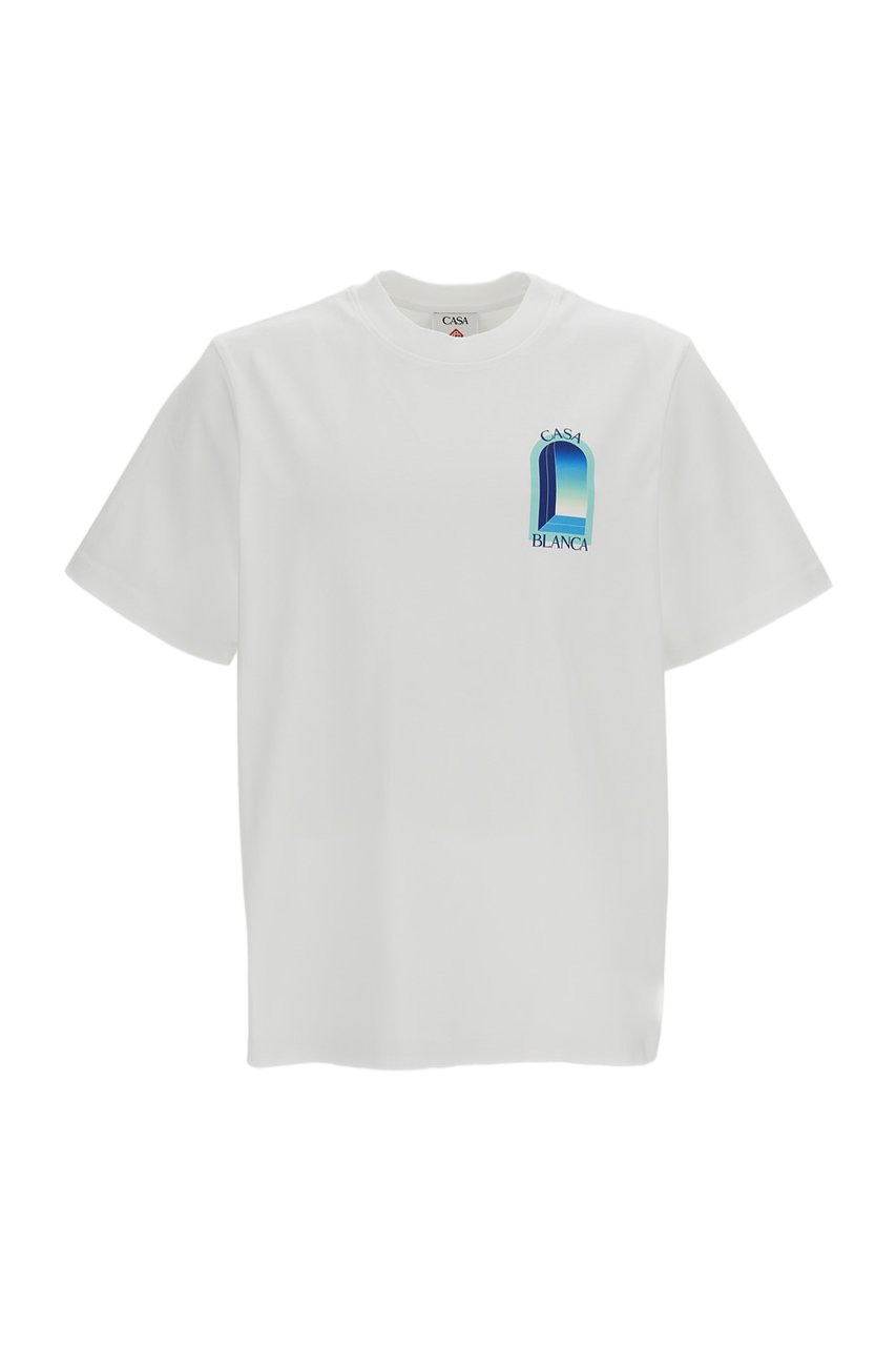 Casablanca White Printed Cotton T-Shirt Wit
