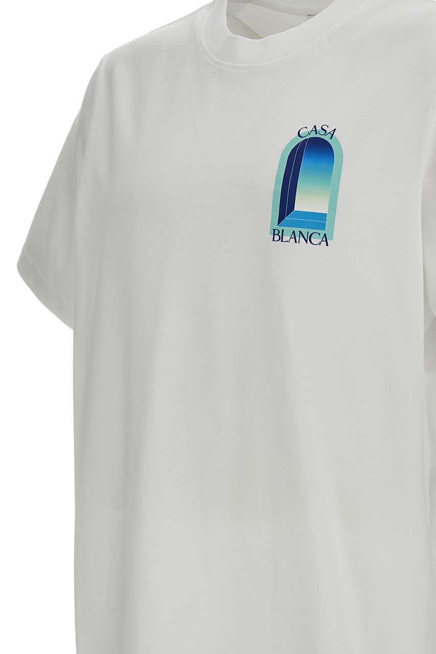 Casablanca White Printed Cotton T-Shirt Wit