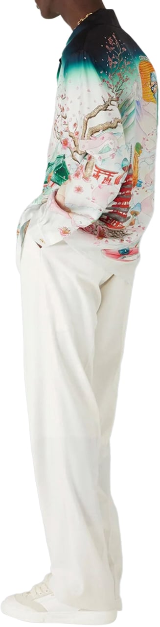 Casablanca SATIN FLOWERS CUBAN COLLAR LONG SLEEVE SILK SHIRT Divers