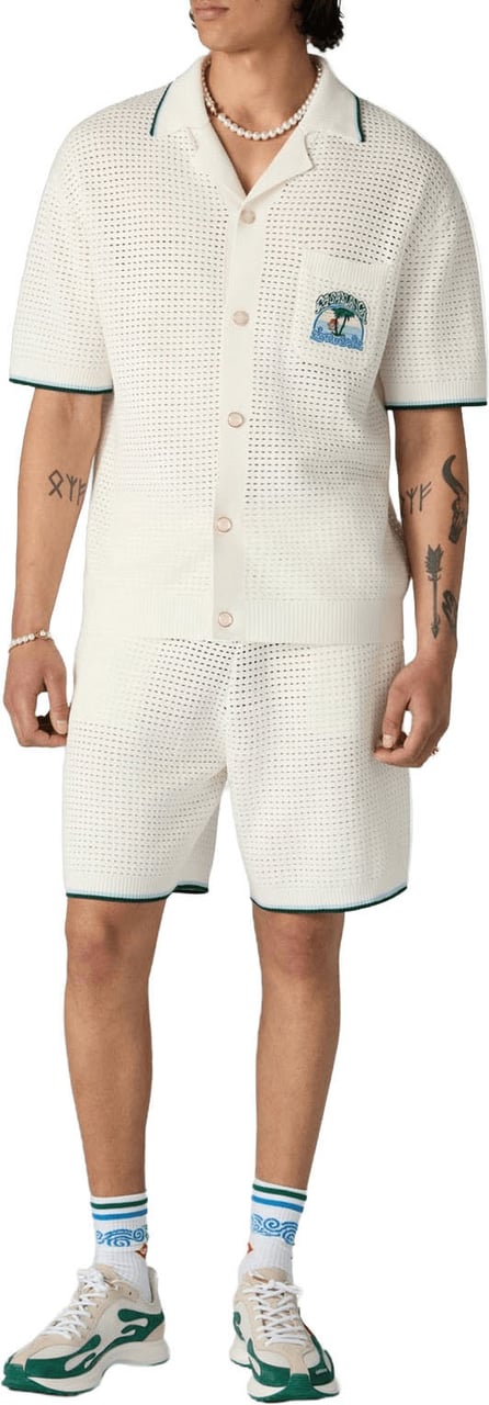 Casablanca SHORTS MET PALMBOM EMBLEM IN CROCHET Wit