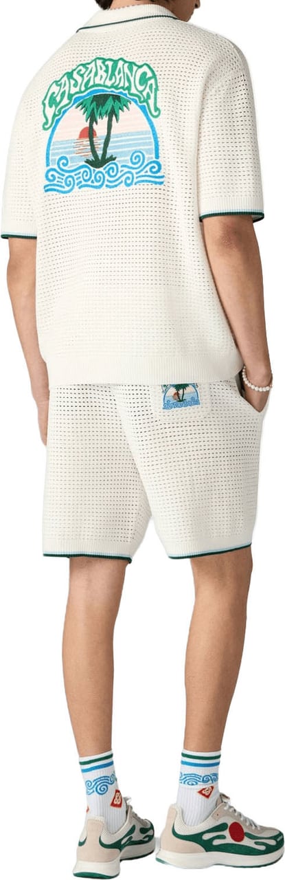 Casablanca SHORTS MET PALMBOM EMBLEM IN CROCHET Wit