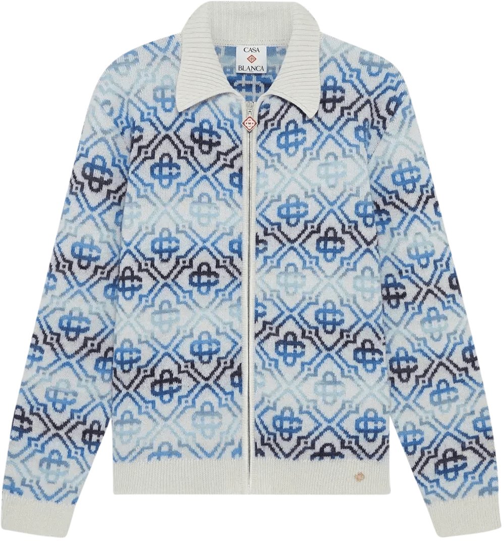 Casablanca Space Dye Monogram Zip Up Lichtblauw