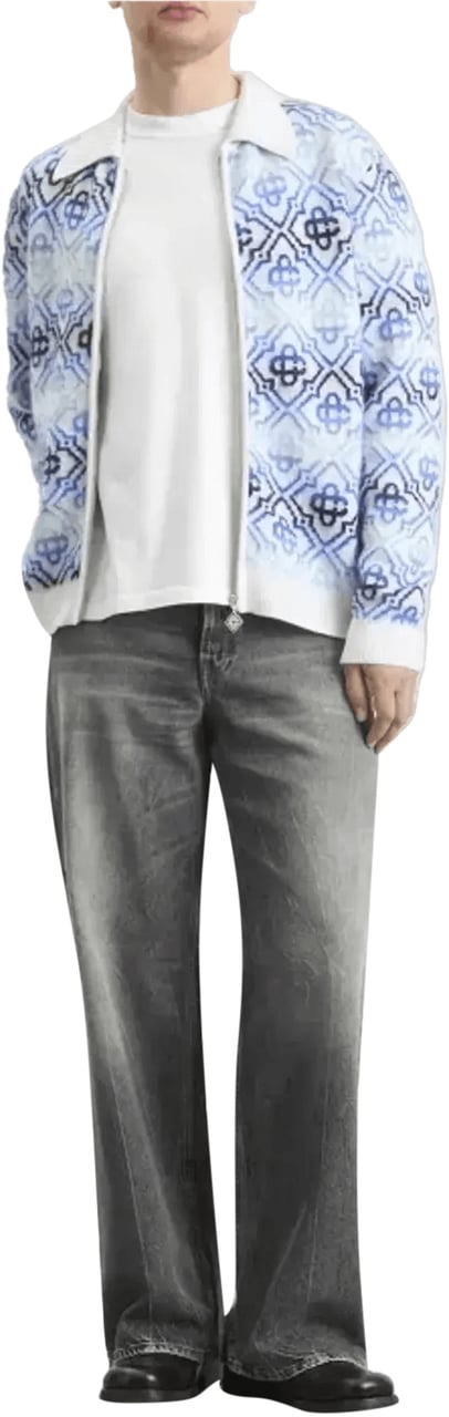 Casablanca Space Dye Monogram Zip Up Lichtblauw