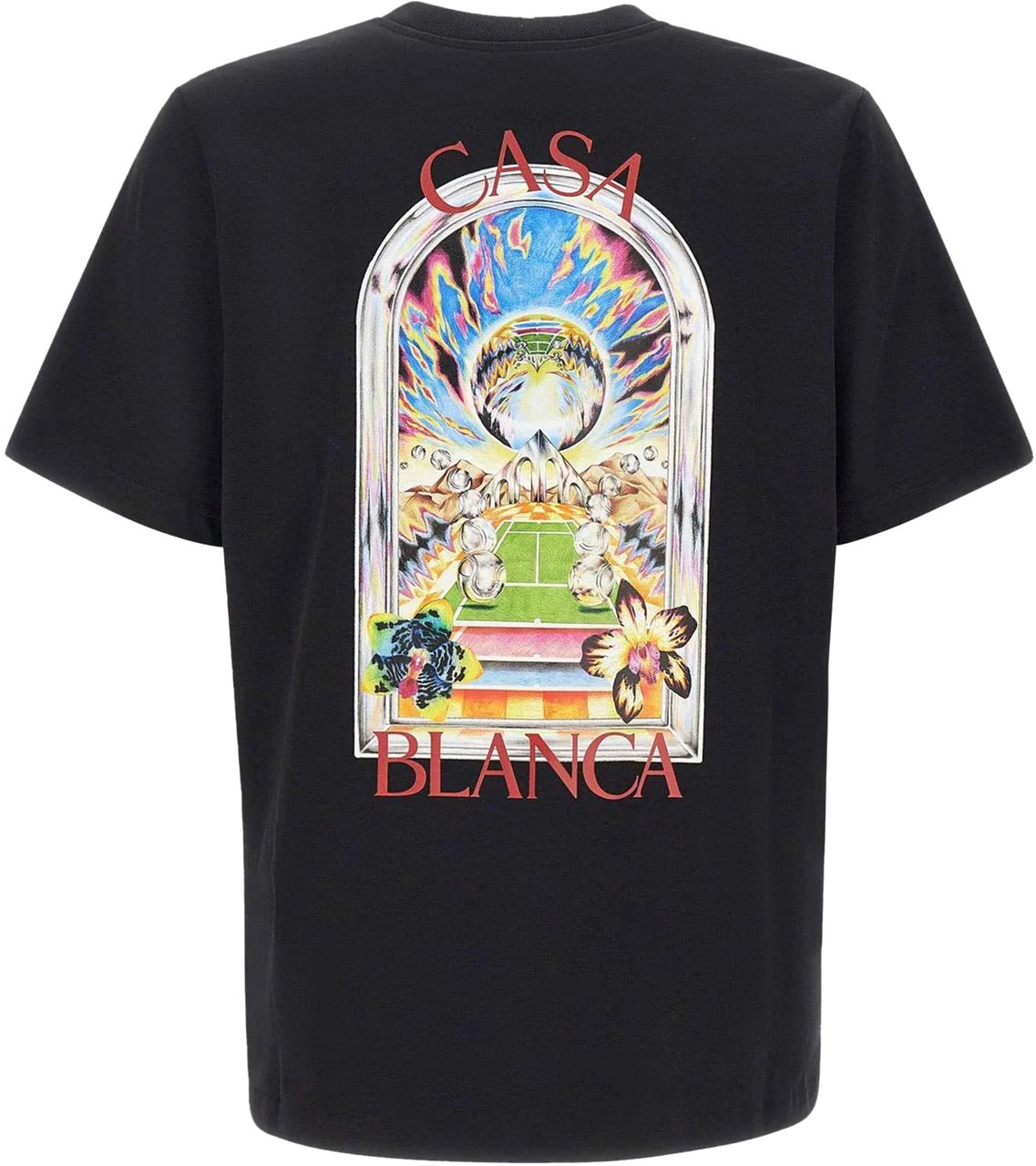 Casablanca Tennis Landschap T-shirt Zwart