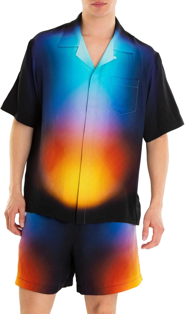 Casablanca Heren Gradient Zijde Shirt Blauw Blauw